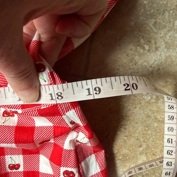 Avec Les Filles Red Gingham Cherry Pie Sweetheart Neck Fit & Flare Dress Pockets - Picture 7 of 16